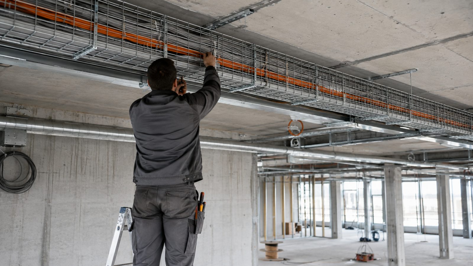 Elektroinstallation: Kabeltrasse im Rohbau
